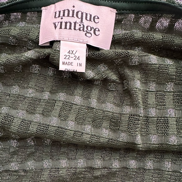 NWT Unique Vintage Farrah maxi dress sz 4X/22-24 emerald sparkle plaid ✨ - Picture 5 of 9